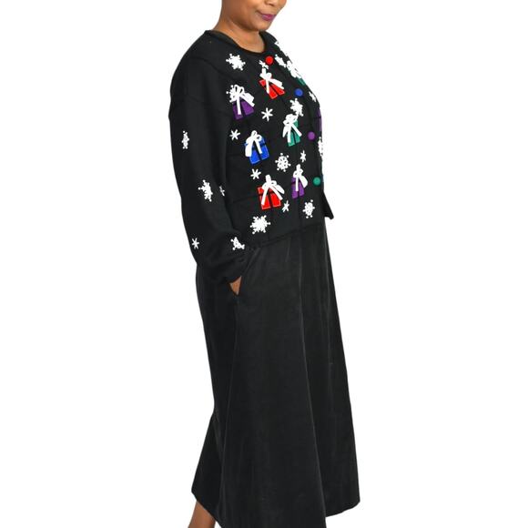 Vintage Christmas Jumper Dress Sweater Matching Set Corduroy Maxi Holiday Large - Picture 9 of 16